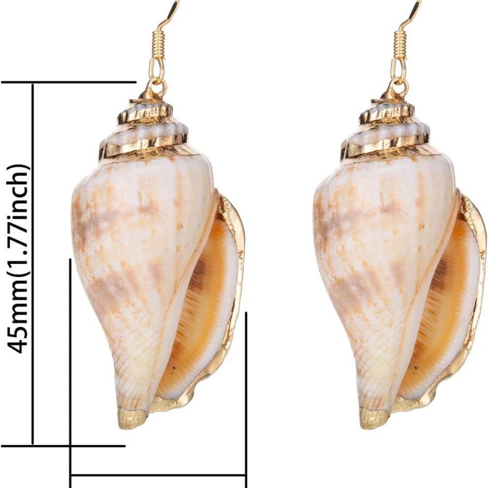 Lightweight Dangle Seashell Earrings With Gold Pl… - image 5